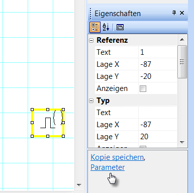 parametrisierte Schaltsymbol in einer CAD-Zeichnung