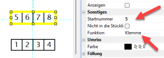 Klemmenleisteneinstellungen