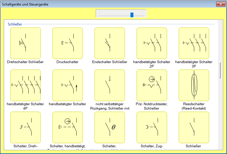 Palette der Schaltsymbole