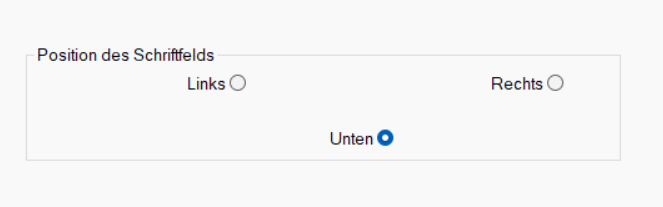 Position des Schriftfelds